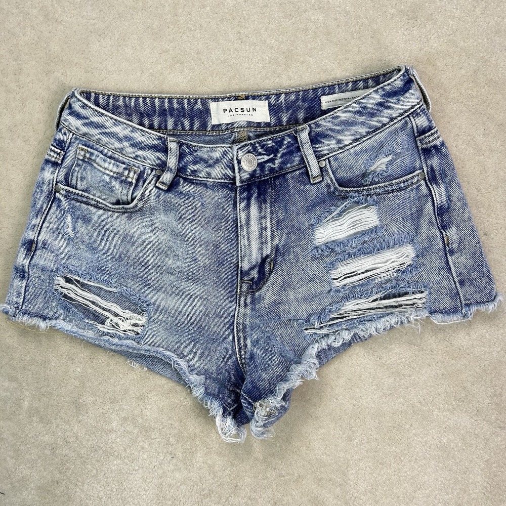 Pacsun Shorts Women's 25 High Rise Festival Denim Distressed Cutoff Jean